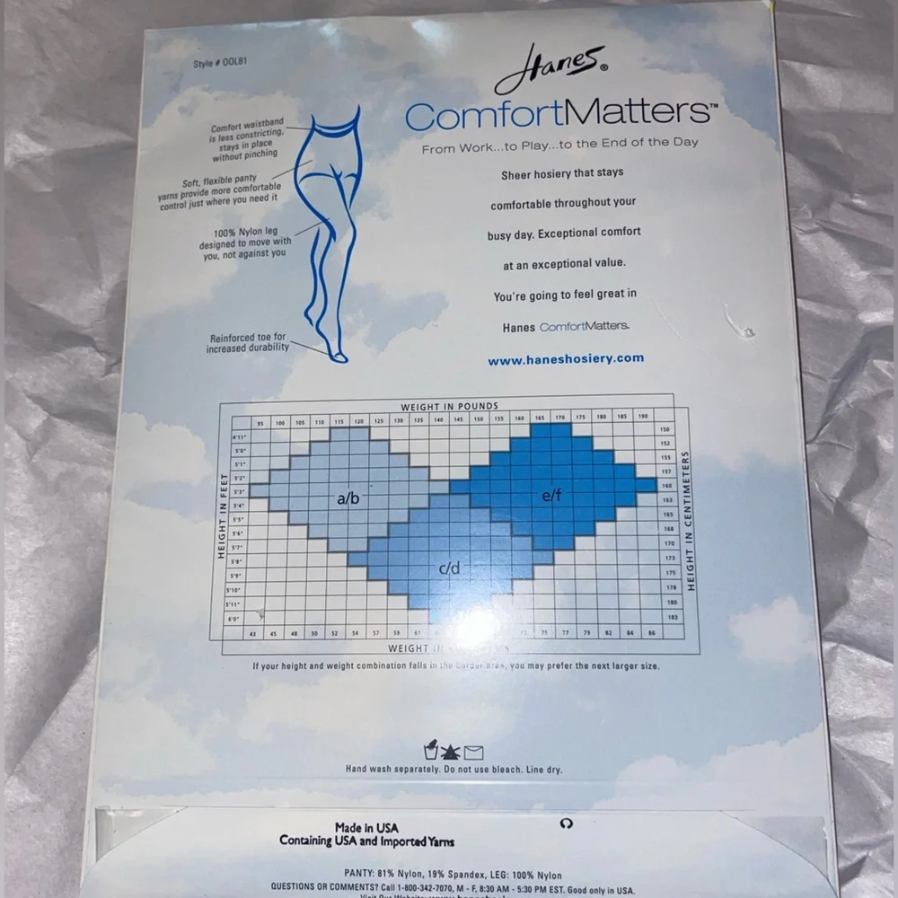 Hanes ComfortMatters Sheer Hosiery Nude c/d control top reinforced toe nude m